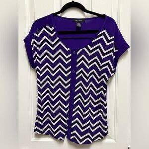 Adele & May Purple and White Zigzag Blouse
